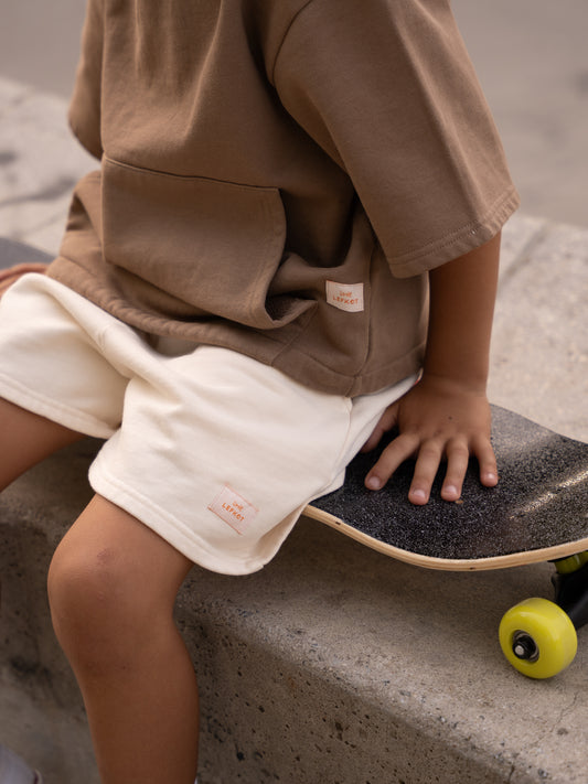 Calções Oversize em Algodão – Bege