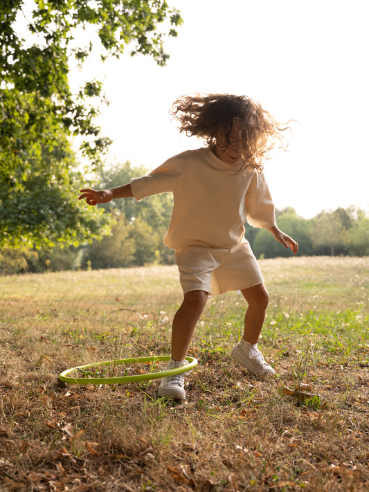 Calções Oversize em Algodão – Bege