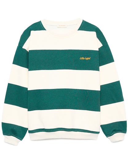 Sweatshirt Bege com Riscas Verdes