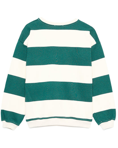 Sweatshirt Bege com Riscas Verdes