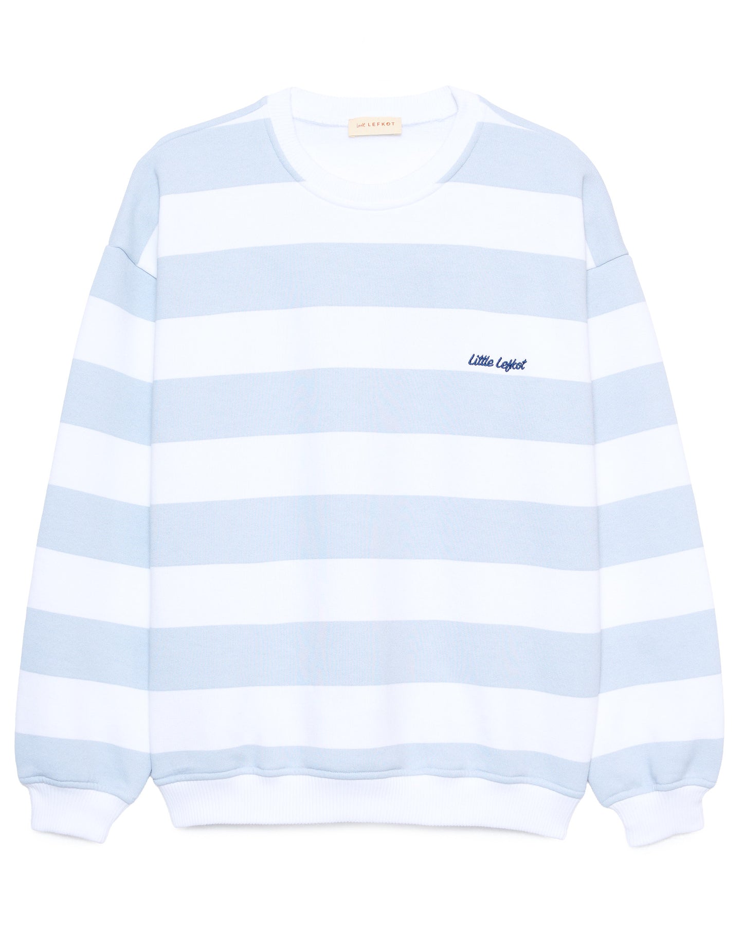 Sweatshirt Branca Riscas Azul Ciano