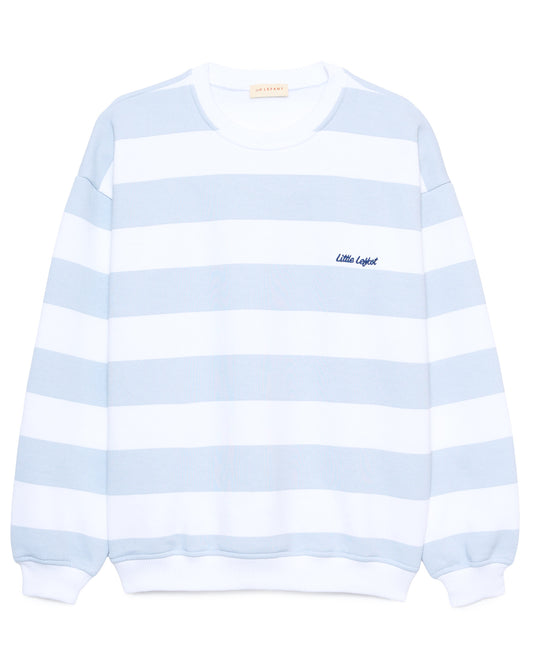 Sweatshirt Branca Riscas Azul Ciano