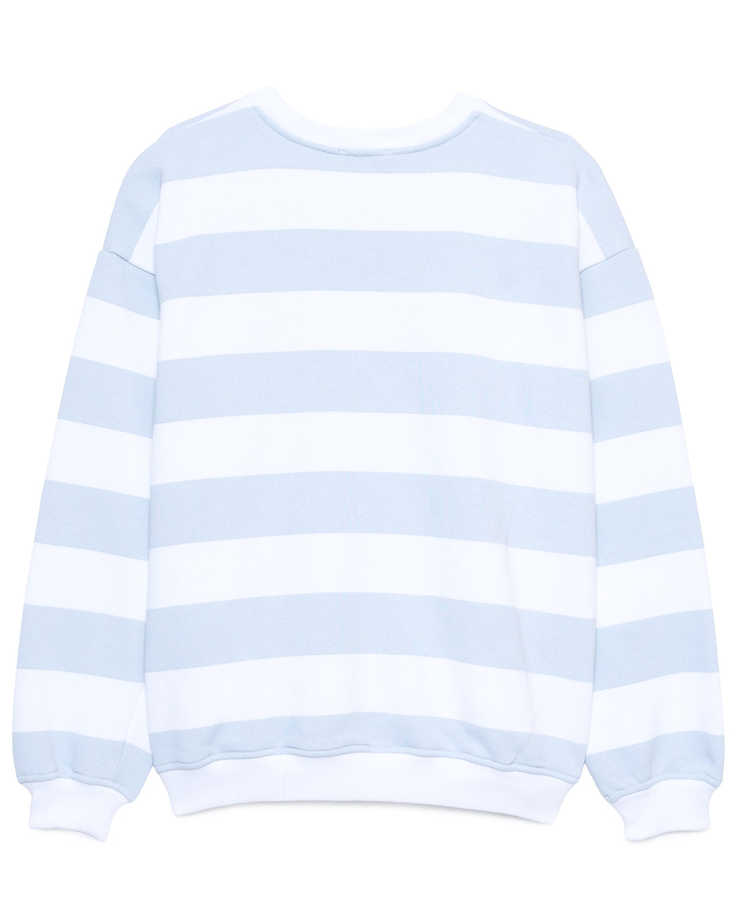 Sweatshirt Branca Riscas Azul Ciano