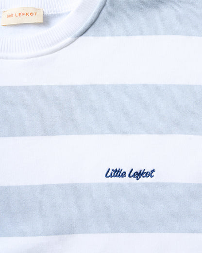 Sweatshirt Branca Riscas Azul Ciano