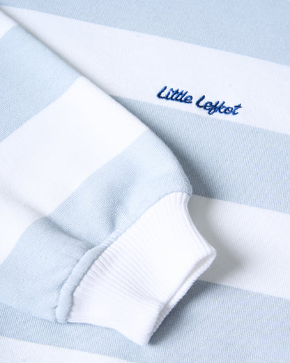 Sweatshirt Branca Riscas Azul Ciano