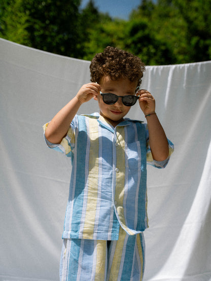 Camisa Afonso Riscas Azul Amarelo