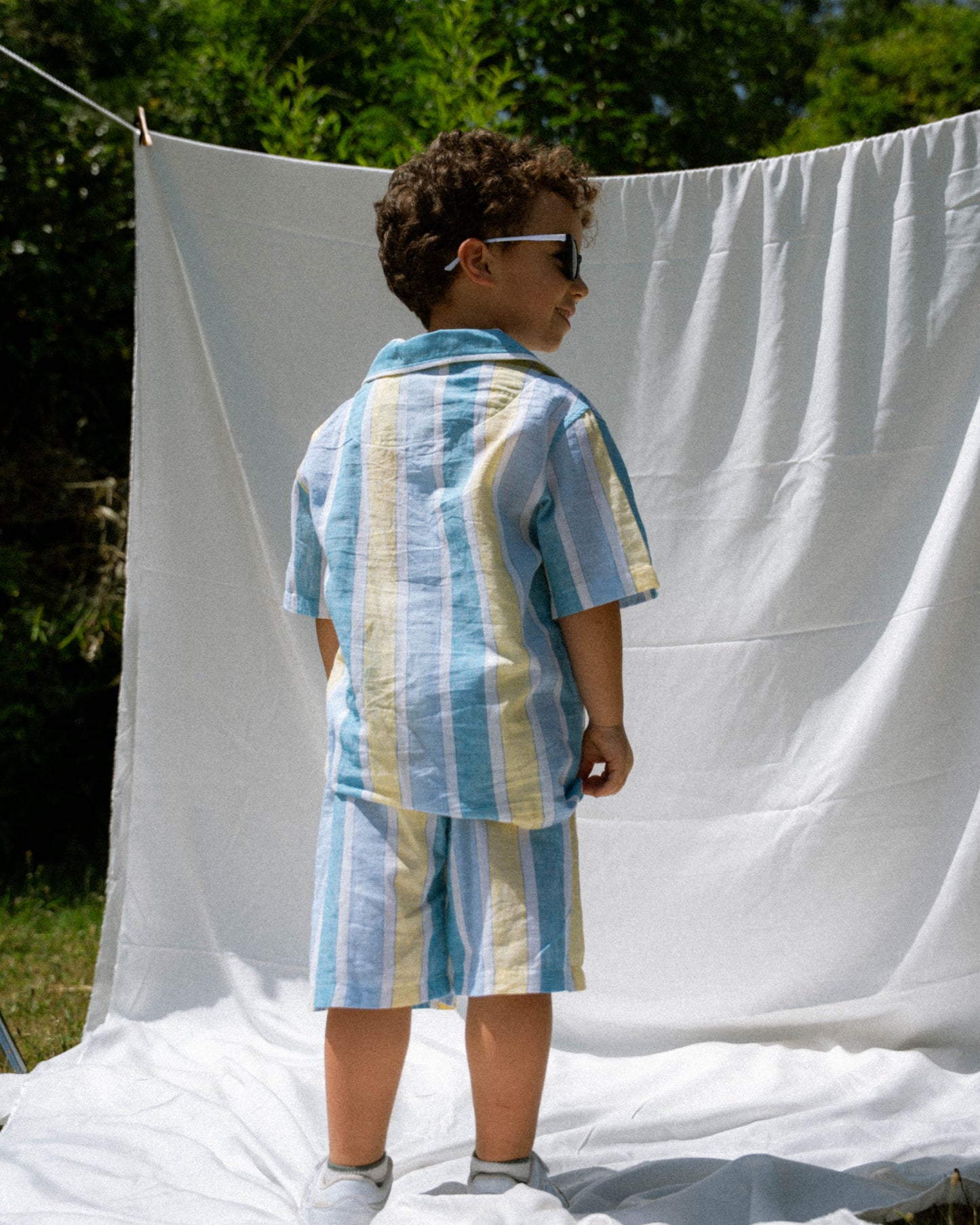 Camisa Afonso Riscas Azul Amarelo