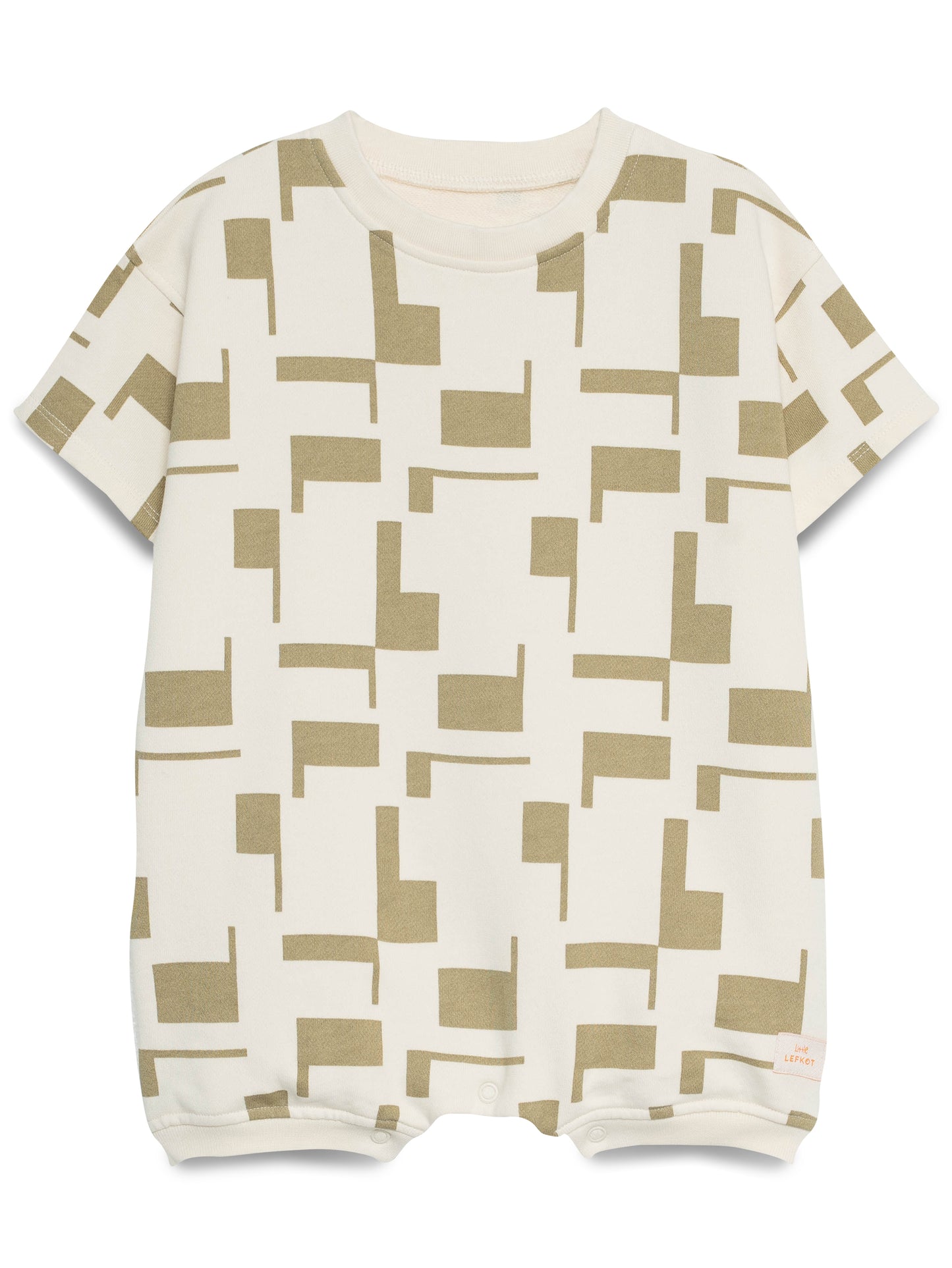 Babygrow Oversize em Algodão – Bege com Padrão Verde Oliva