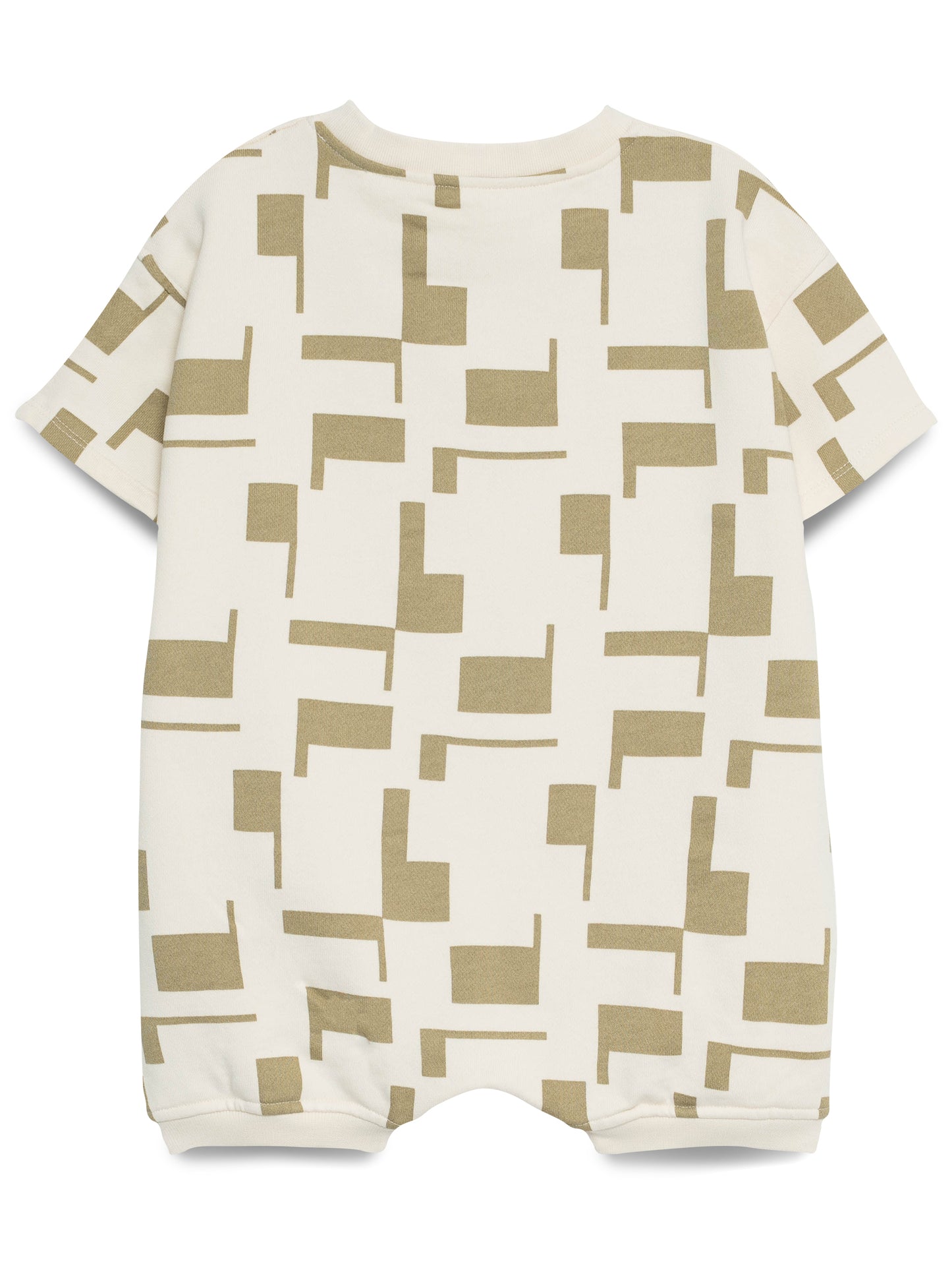 Babygrow Oversize em Algodão – Bege com Padrão Verde Oliva