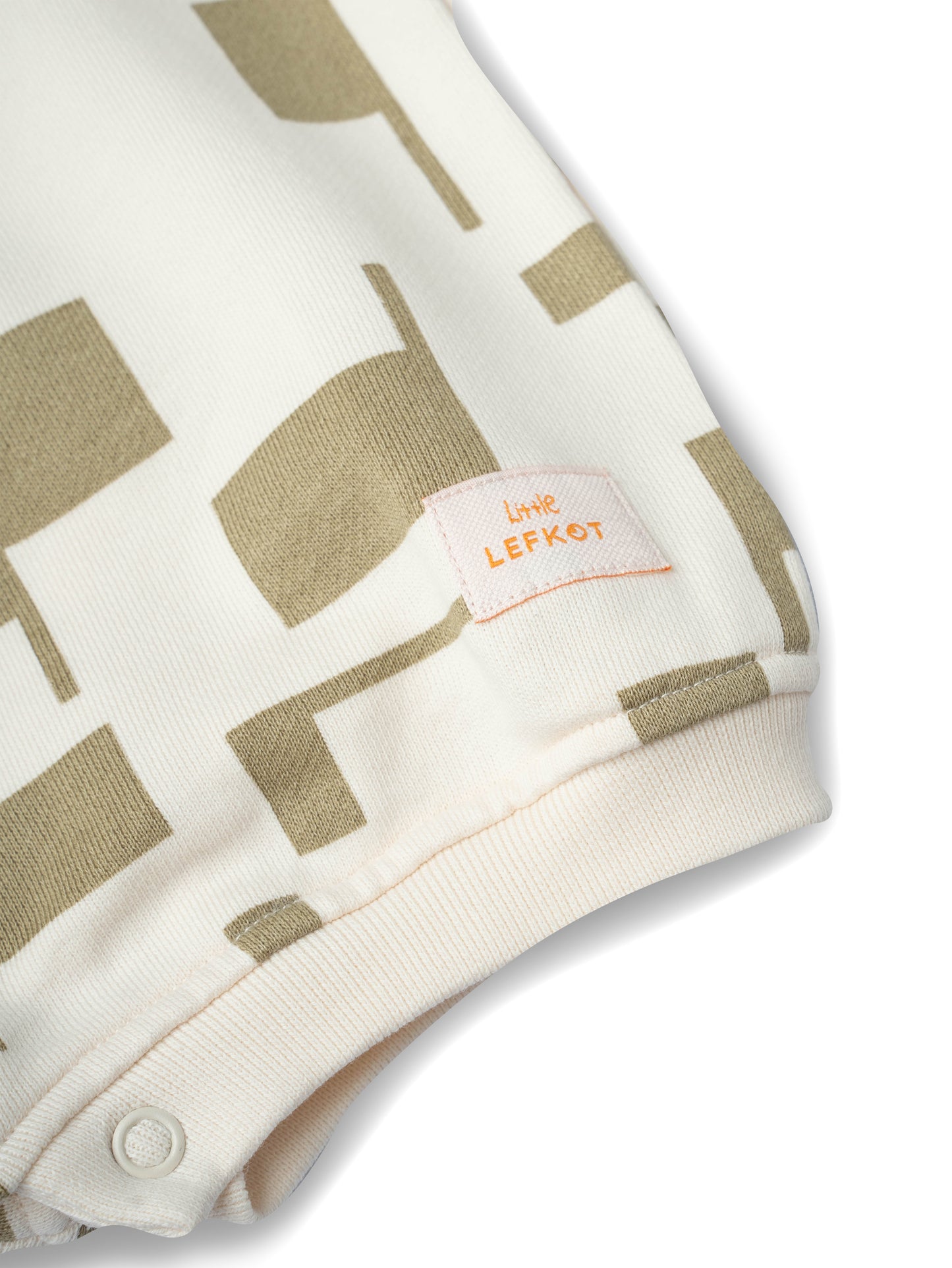 Babygrow Oversize em Algodão – Bege com Padrão Verde Oliva