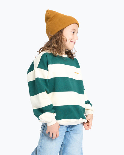 Sweatshirt Bege com Riscas Verdes
