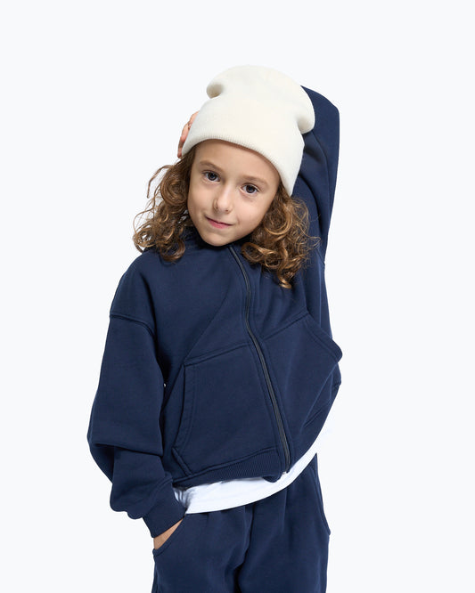 Hoodie Azul Cardado com Fecho