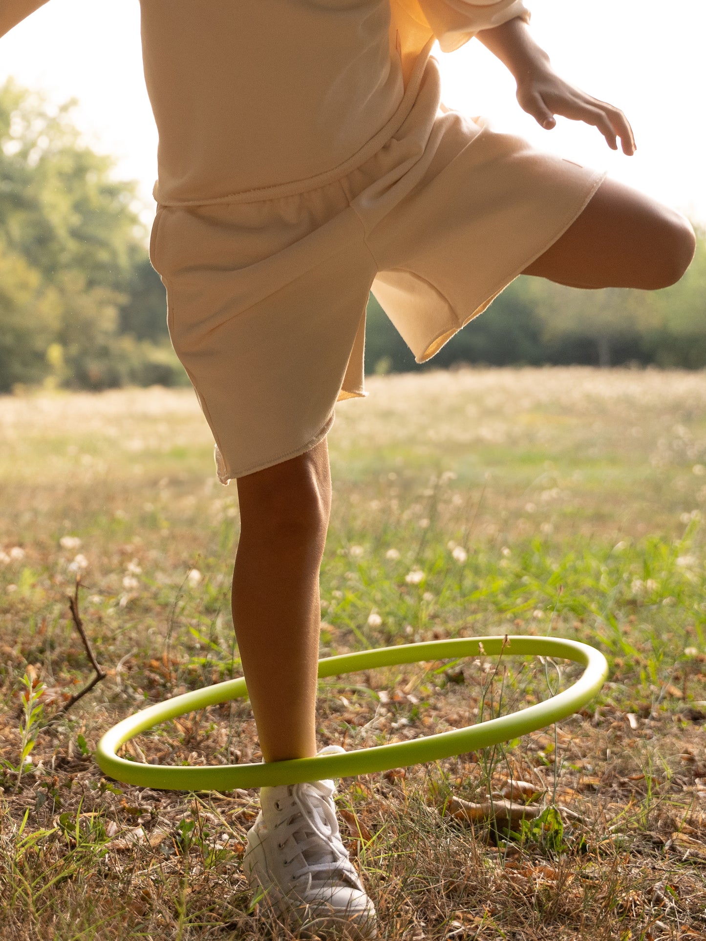 Pantalones cortos de algodón extragrandes – Beige