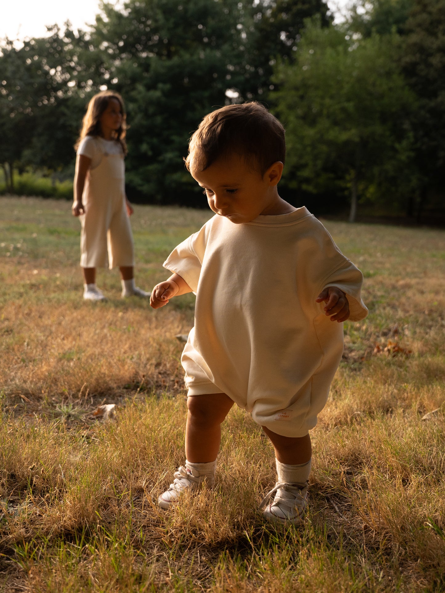 Pijama extragrande de algodón – Beige